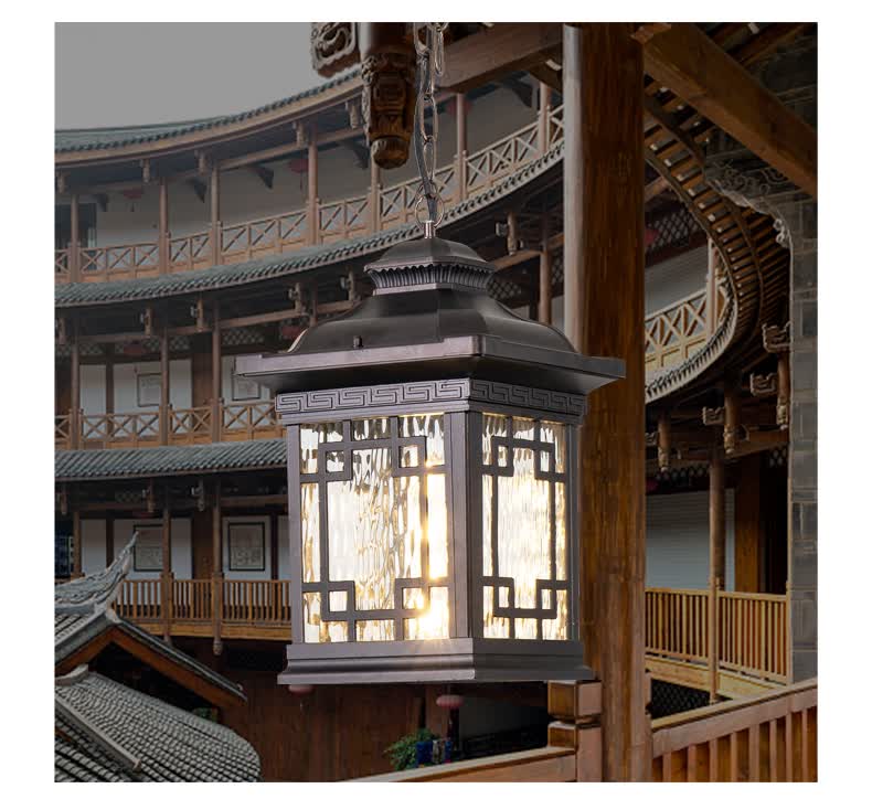 中式户外吊灯防水阳台走廊过道庭院灯花园葡萄架凉亭室外复古吊灯自营