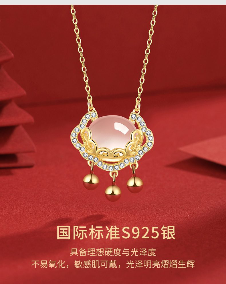 周大福星2022年新款平安锁项链女轻奢小众同心锁纯银锁骨链长命锁银