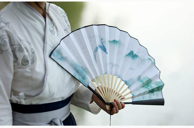 七夕古装扇子汉服配饰扇子古风中国风男生女士儿童手持折扇可选配diy