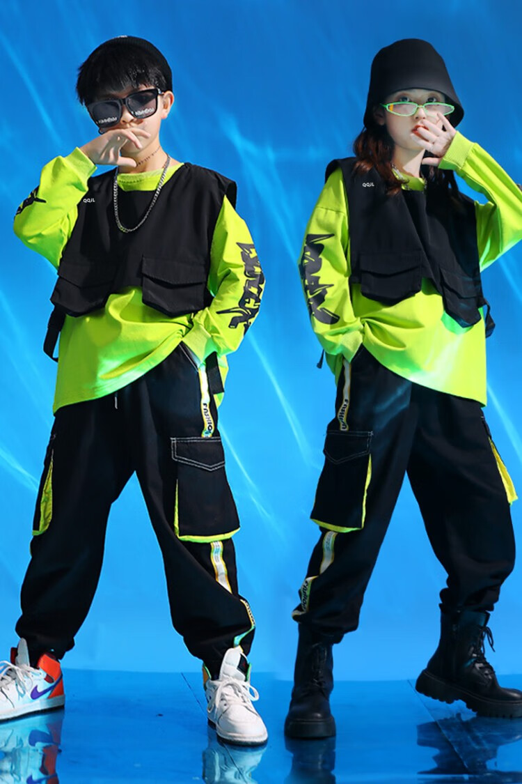 卡芙泰儿童街舞套装男童嘻哈帅气hiphop演出服少儿街舞男孩爵士舞服装