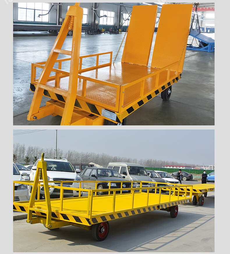 电动重型叉车牵引平板车厂区拖车实心轮胎大吨位牵引平板拖车重型 10