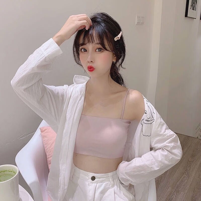 裹胸抹胸冰丝吊带无钢圈防走光裹胸内衣女学生韩版抹胸打底背心女内穿