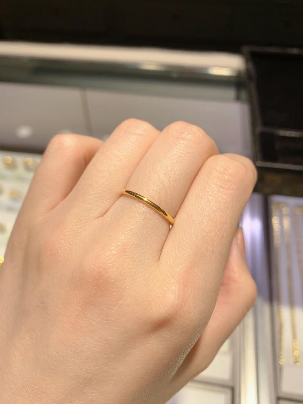 周大福黄金999素圈戒指女简约光面指环足金男女情侣礼物对戒 17号 999