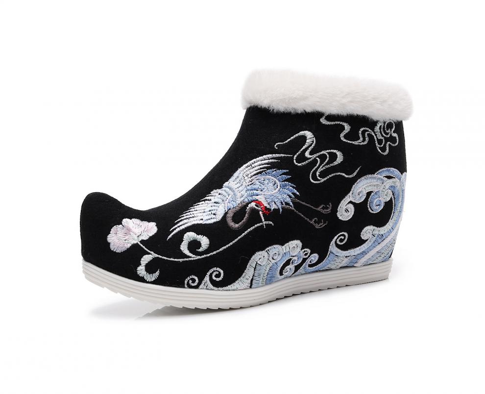 熙枫秋冬汉服靴子女古风内增高冬季加绒搭配古装古代短靴女汉服鞋