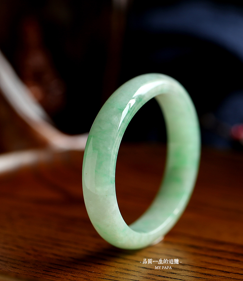mypapa高度wm翡翠手镯47mm高冰糯金丝芙蓉种贵妃镯55-1有证书