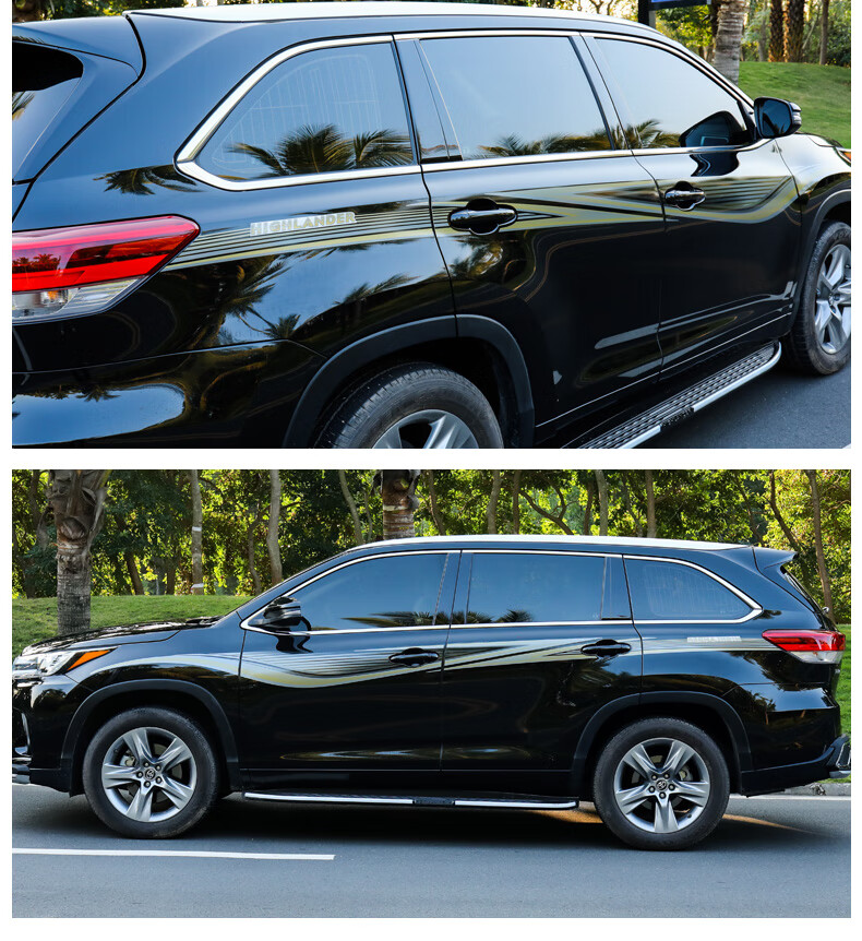 适用于15-19新款汉兰达车身彩条丰田汉兰达专用车贴腰线拉花改装贴纸
