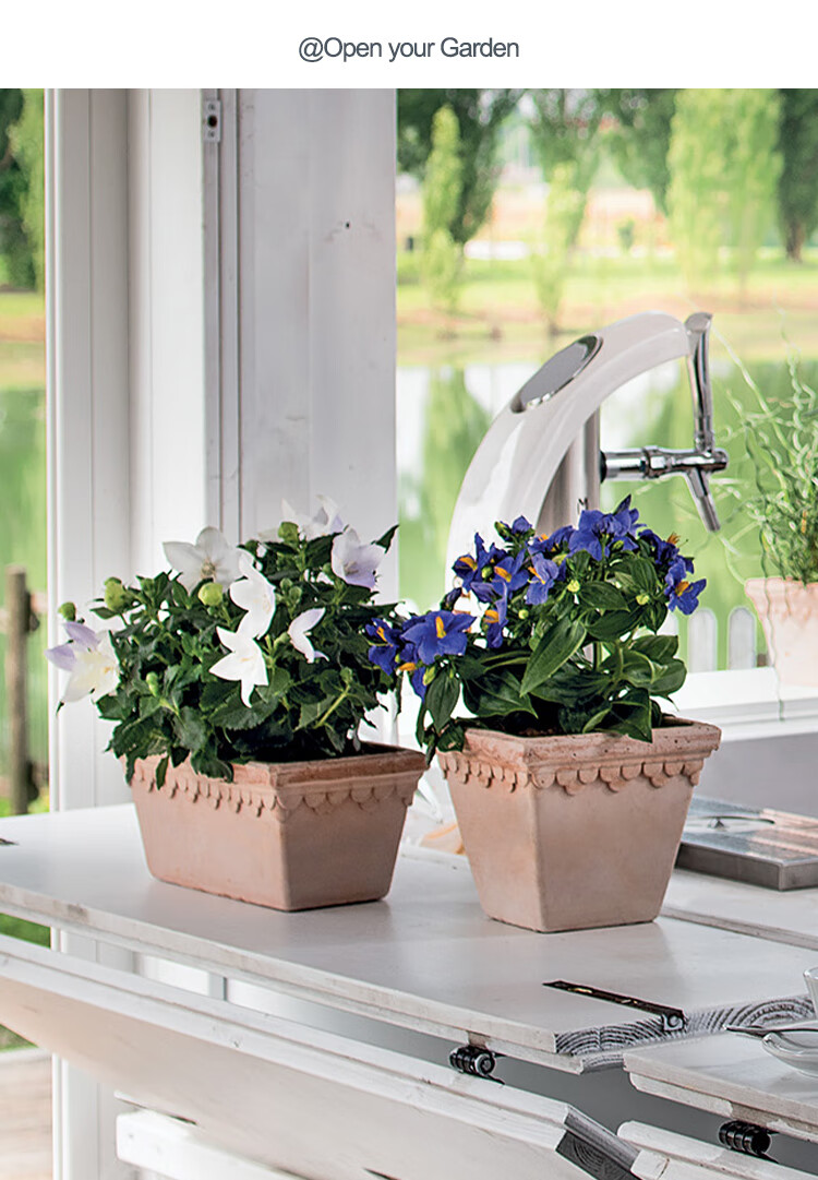 帝罗马红白灰陶土花盆浮雕北欧艺术客厅阳台花园庭院大小号绿植长方形