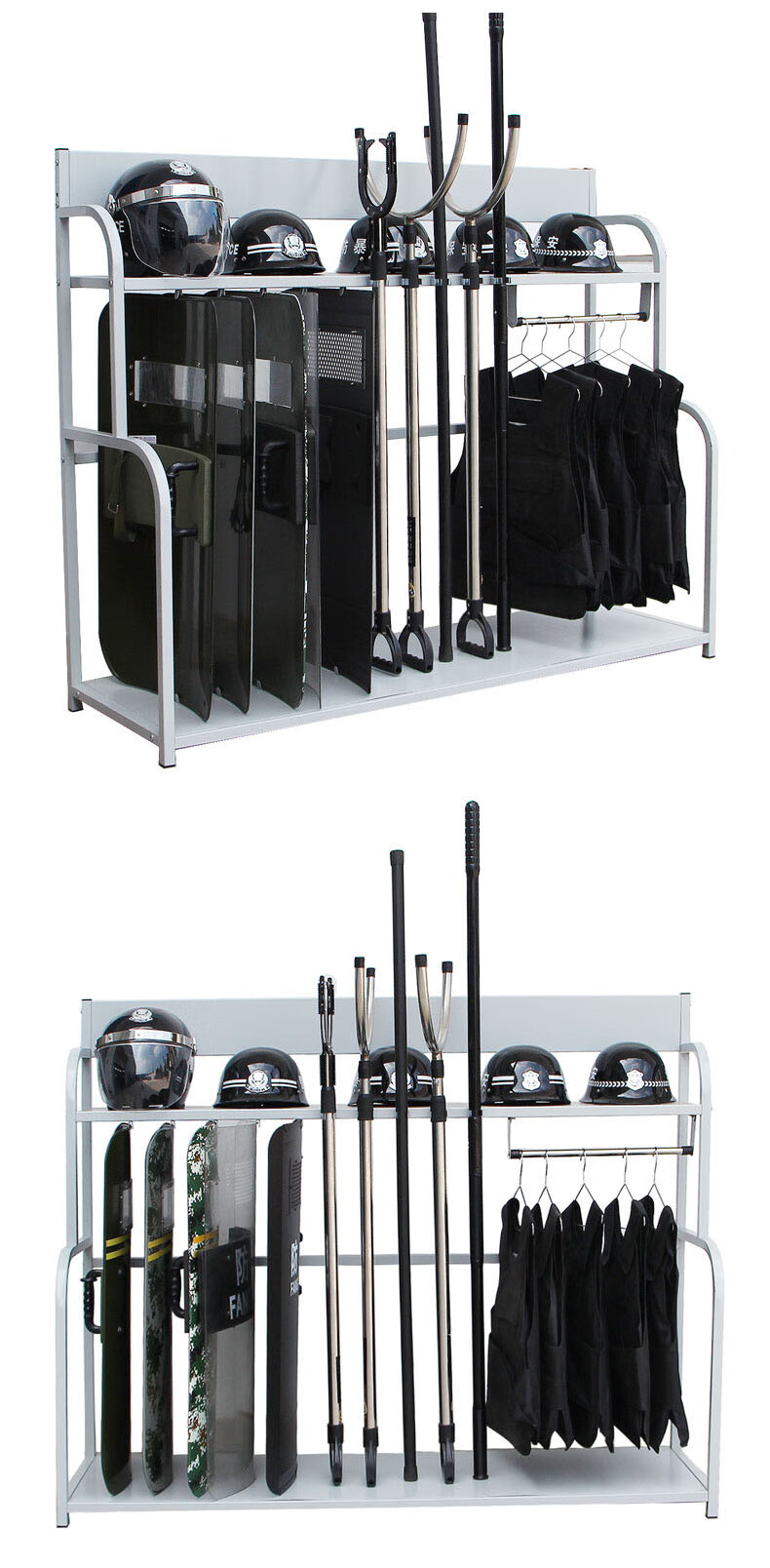 移动式门卫防暴装备架防爆器材组合架校园安保安钢叉盾牌 常备八件套