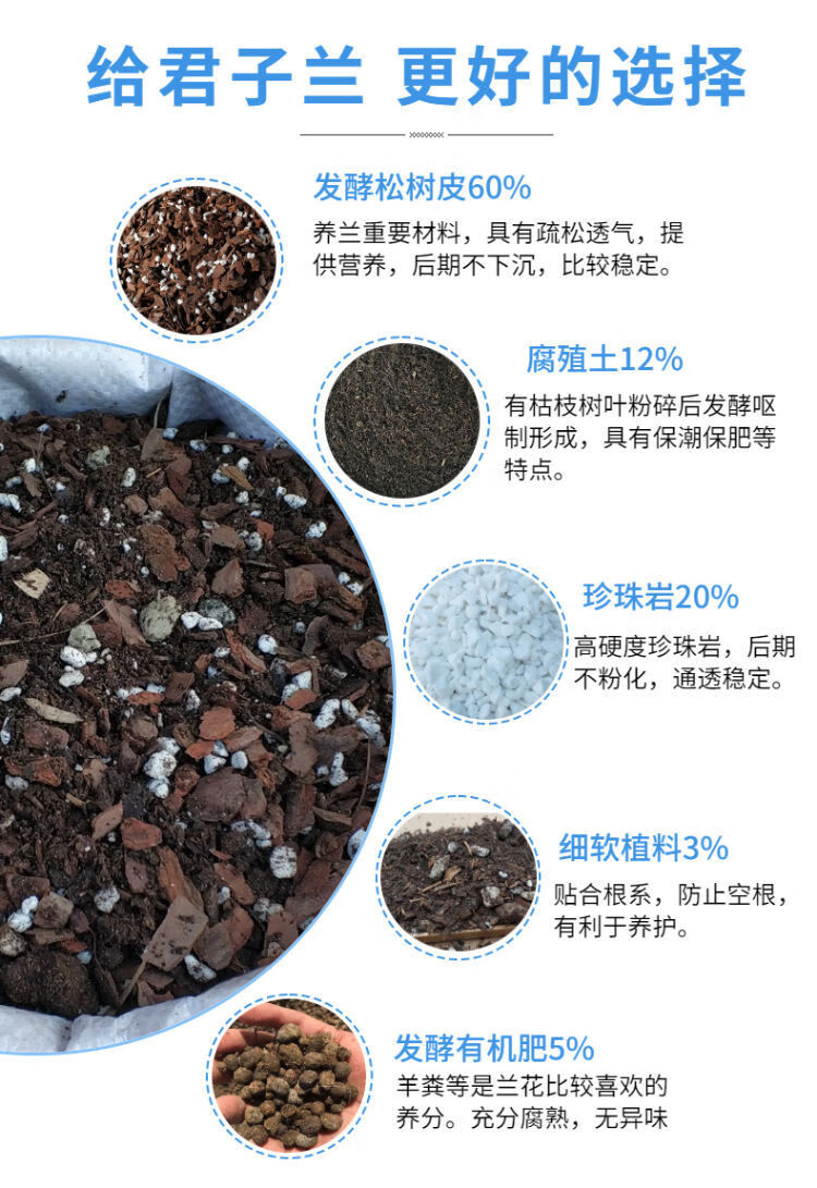 aseblarm君子兰专用土营养土君子兰花土松树皮腐殖土花肥料盆栽土壤