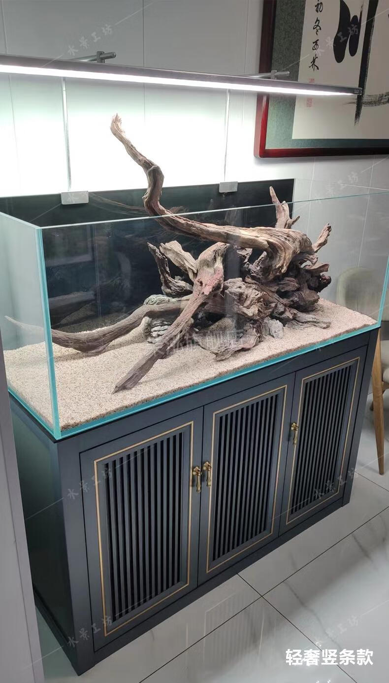 鱼缸架轻奢 定制 铝合金底柜鱼缸独立式轻奢中式客厅落地家用鱼缸草缸