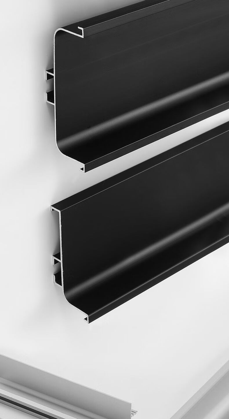 五金铝合金嵌入式厨房柜门槽上下柜抽屉 免拉手上柜银色-1米价【图片