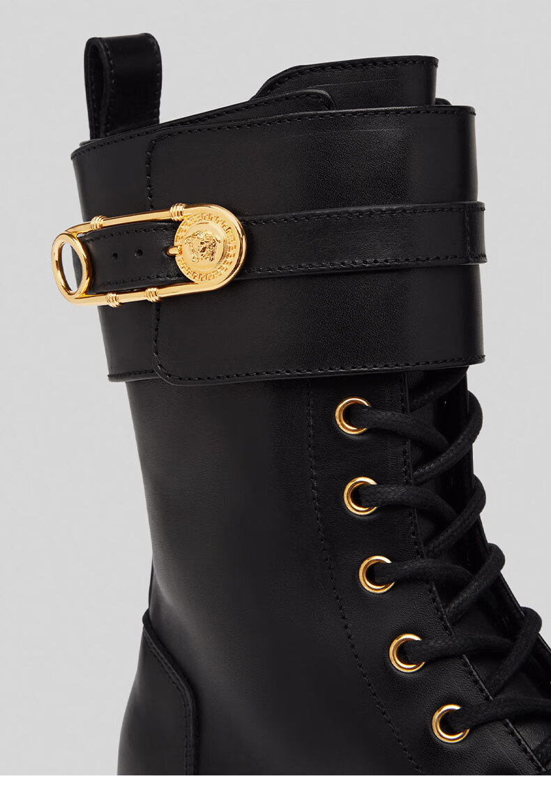 versace/范思哲安全别针真皮女士短靴dst419e-dvta3 黑色 39