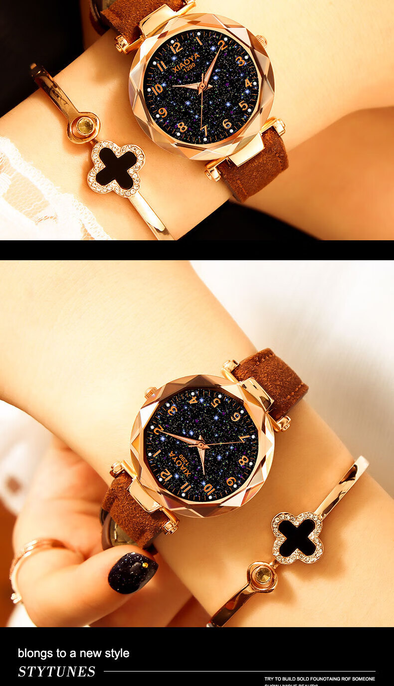 时尚款新款潮流小清新森系韩版自动女表女士手表 红色【图片 价格