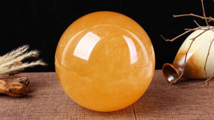 朴春天然黄色风水水晶球转运球家装饰品摆件客厅工艺家居摆设创意直径