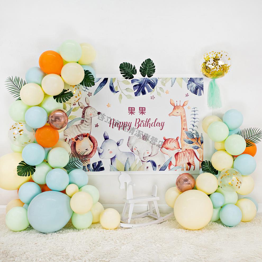 纤雅洁女孩宝宝一周岁生日布置儿童向日葵主题满月气球百天宴场景装饰