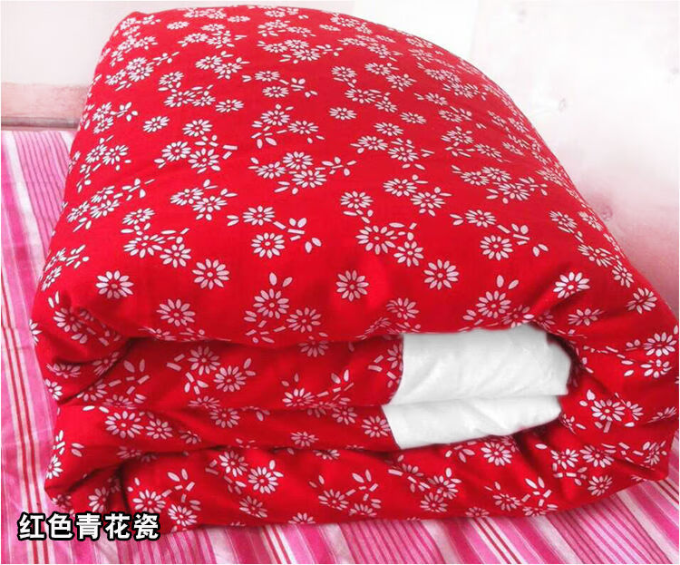 东北大花布被套农村传统纯棉被罩老式包边被子套单件结婚被面红绿红
