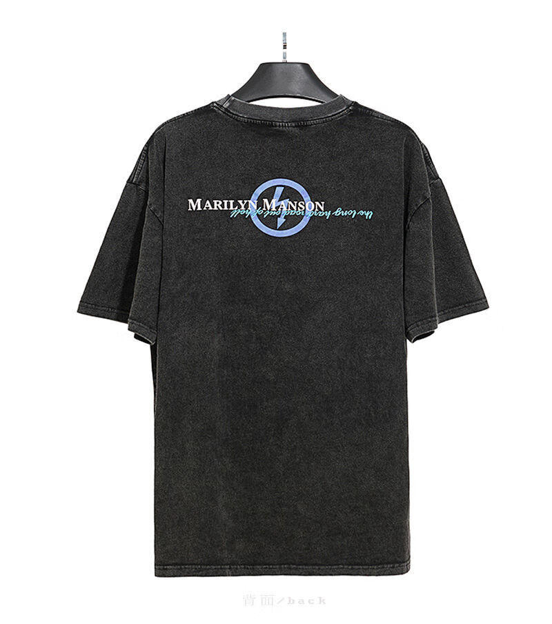 范西奢vtg短袖mariln manson玛丽莲曼森vintage高街水洗做旧鬼脸宽松