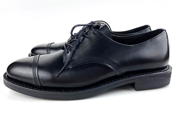 陆战队校尉皮鞋固特异工艺男士复古军事线低帮牛皮三接头系带正装皮鞋