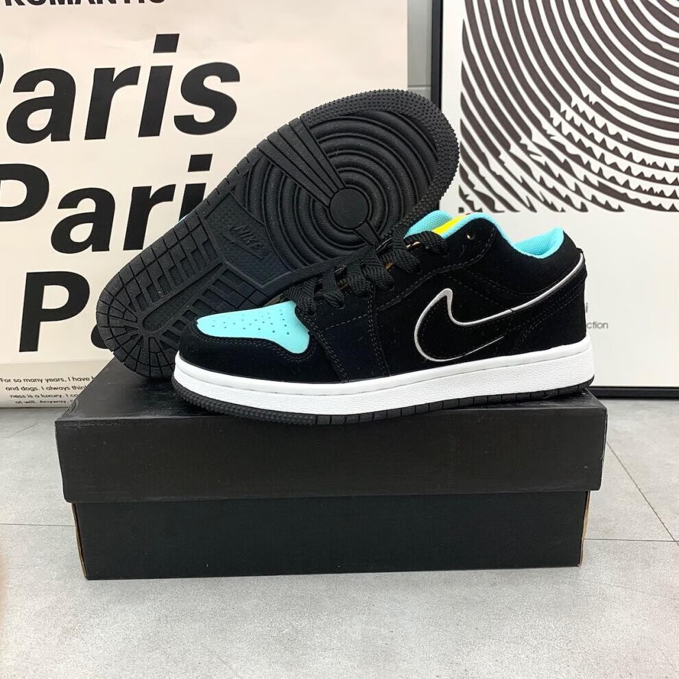 aj女鞋学生百搭黑低帮毛衣情侣小白鞋篮球鞋乔1 aj低帮满天星 (高品质