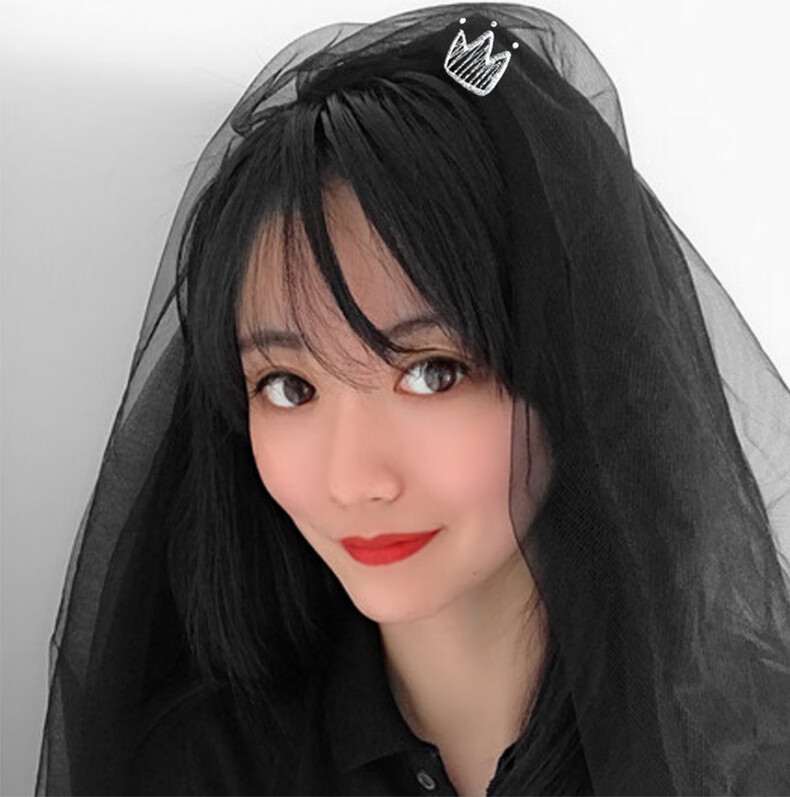 求婚头纱头纱头饰仙森系网红拍照道具女领证登记短款小黑色轻求婚感
