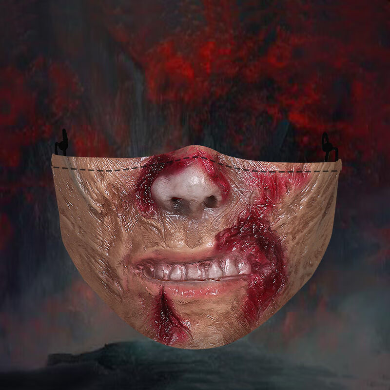 lucaly新品抖音搞笑口罩原创万圣节恐怖搞怪个性防水可清洗防尘防口罩