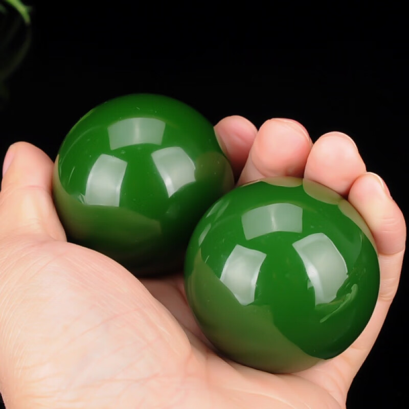 博皓定制籽料和田玉碧玉手把件玉把件手溜球健身球玉石把玩件