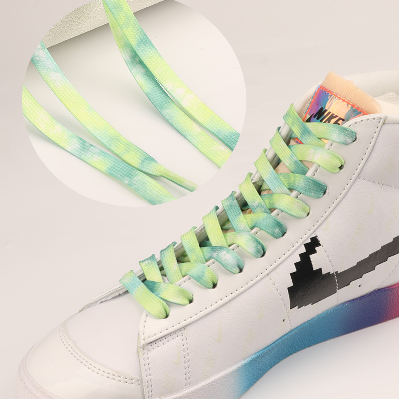 适配耐克彩色印花鞋带个性aj1 1970s扎染鞋带双层扁小白鞋ins时尚晕染
