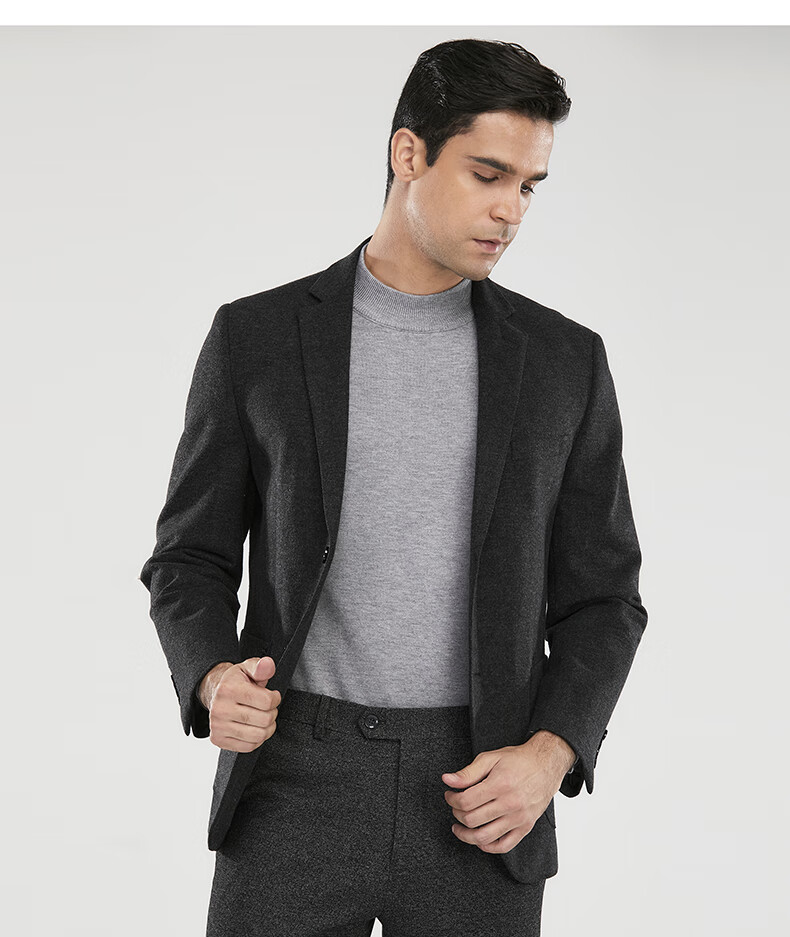 富贵鸟羊毛西服男秋冬商务休闲中年修身单西上衣羊绒西装外套 1990 中