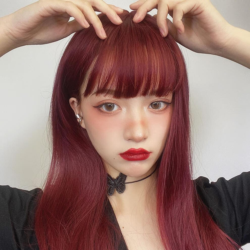 佰芙美 lolita假发女长直发米白金色欧美网红主播cos空气刘海自然全