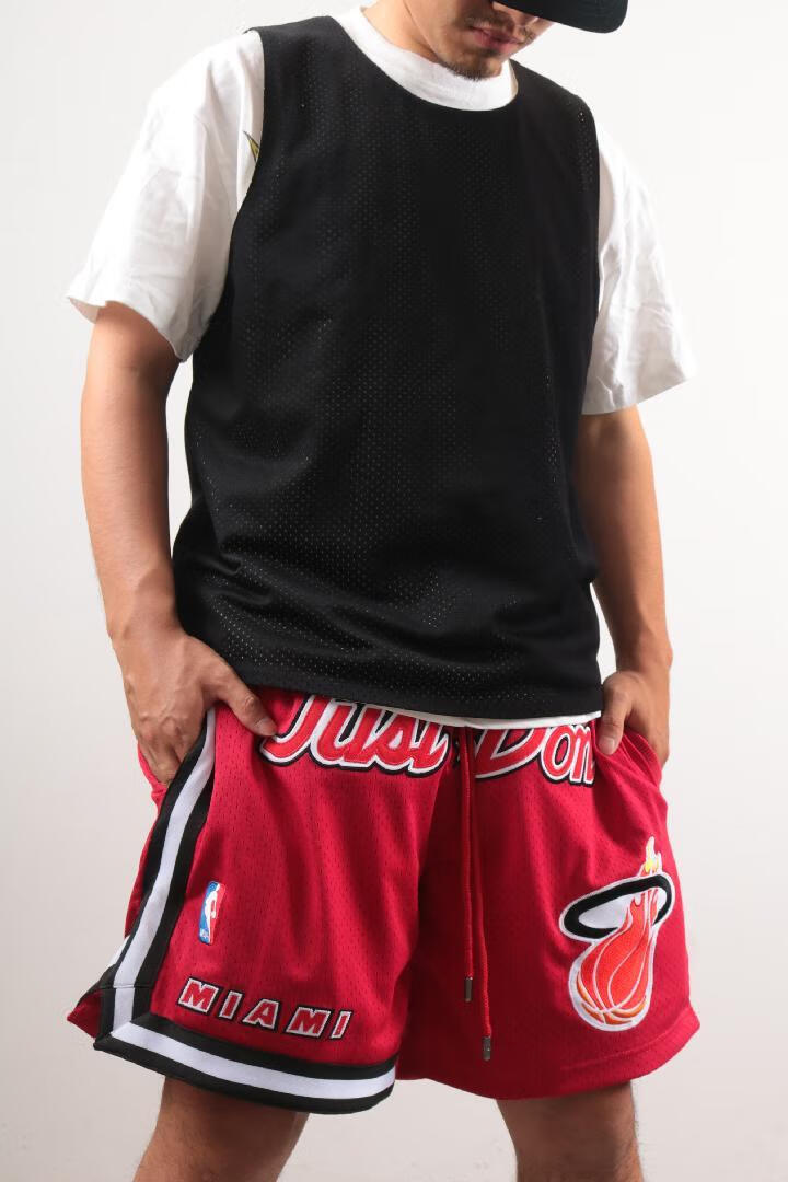 方同款网眼刺绣迈阿密heat热火队篮球运动五分短裤 og款热火 xl【图片