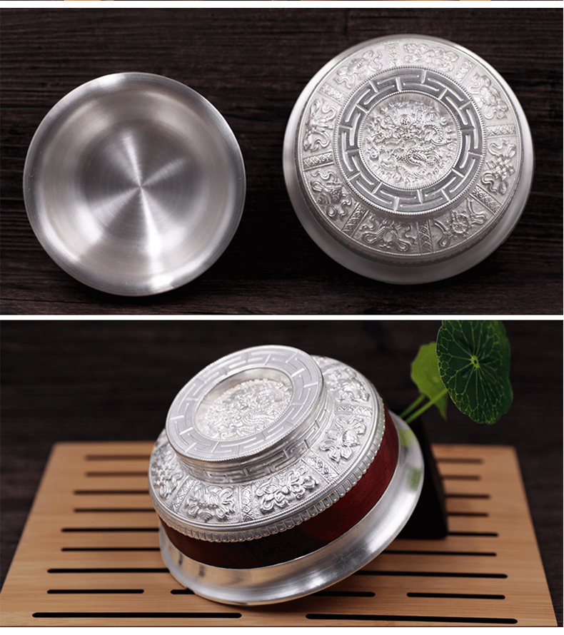 赛瀚 银碗999足银碗筷百福银餐具套装双层防烫食用银筷子成人宝宝节日