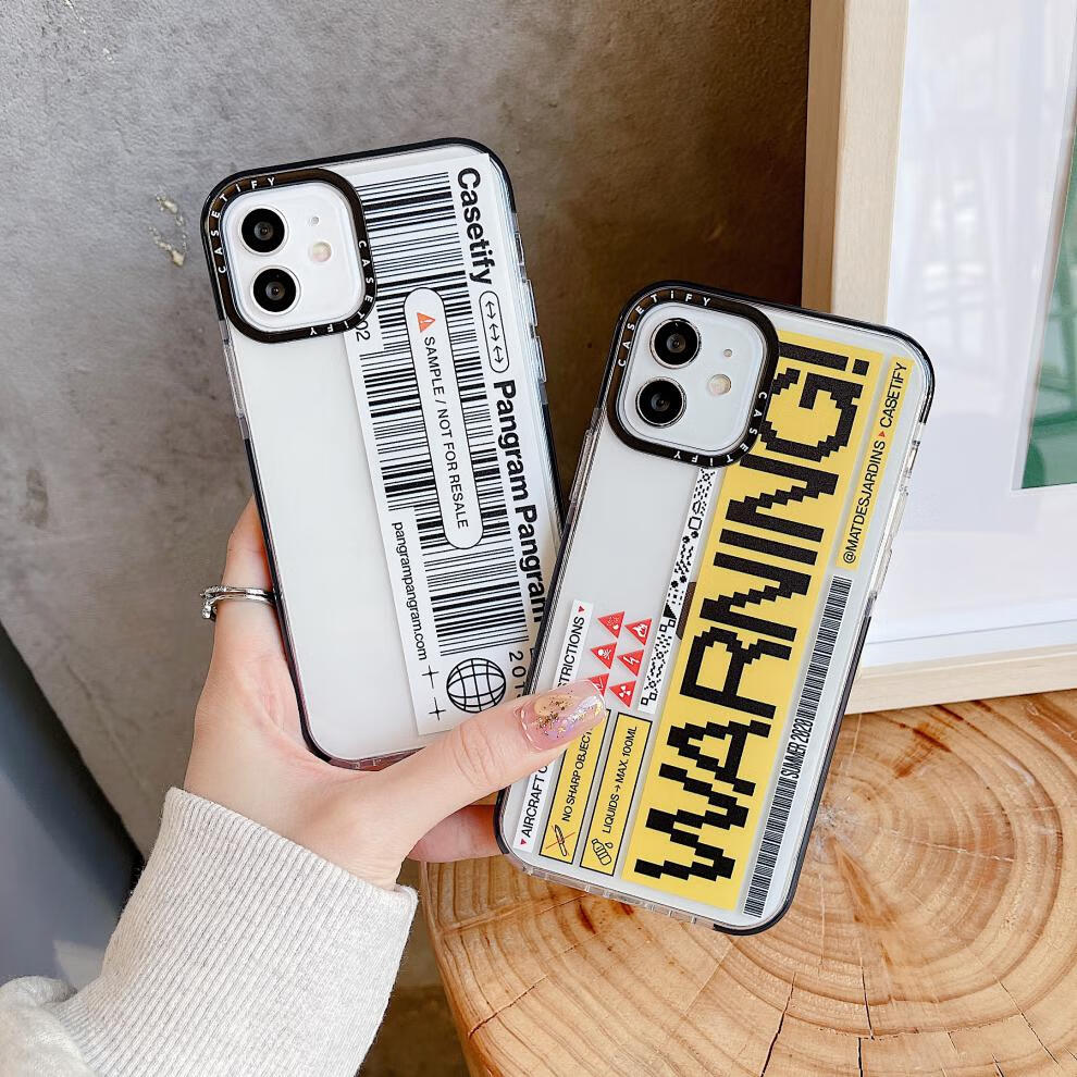 仁尼苹果14 casetify黄色联名标签条码适用iphone13pro max苹果12 白