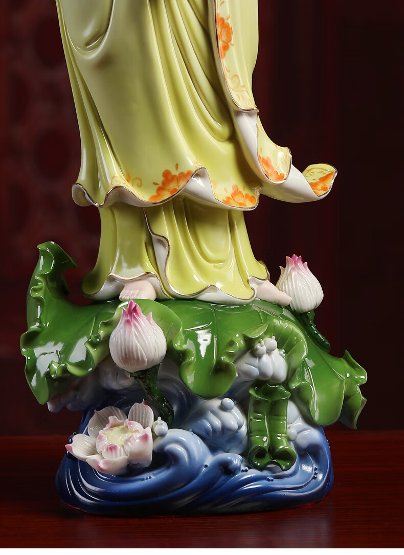 京选陶瓷19吋如意观音佛像摆件南海观世音菩萨站立像家用客厅供奉d