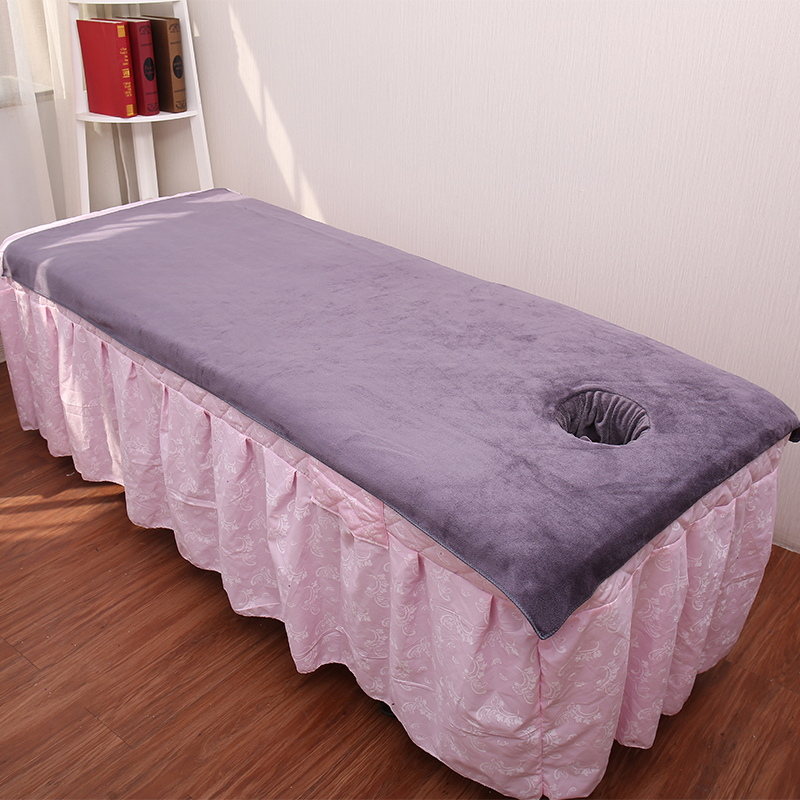 美容院专用毛巾美容床按摩足疗用品大全带开洞床单铺床大毛巾紫罗兰中