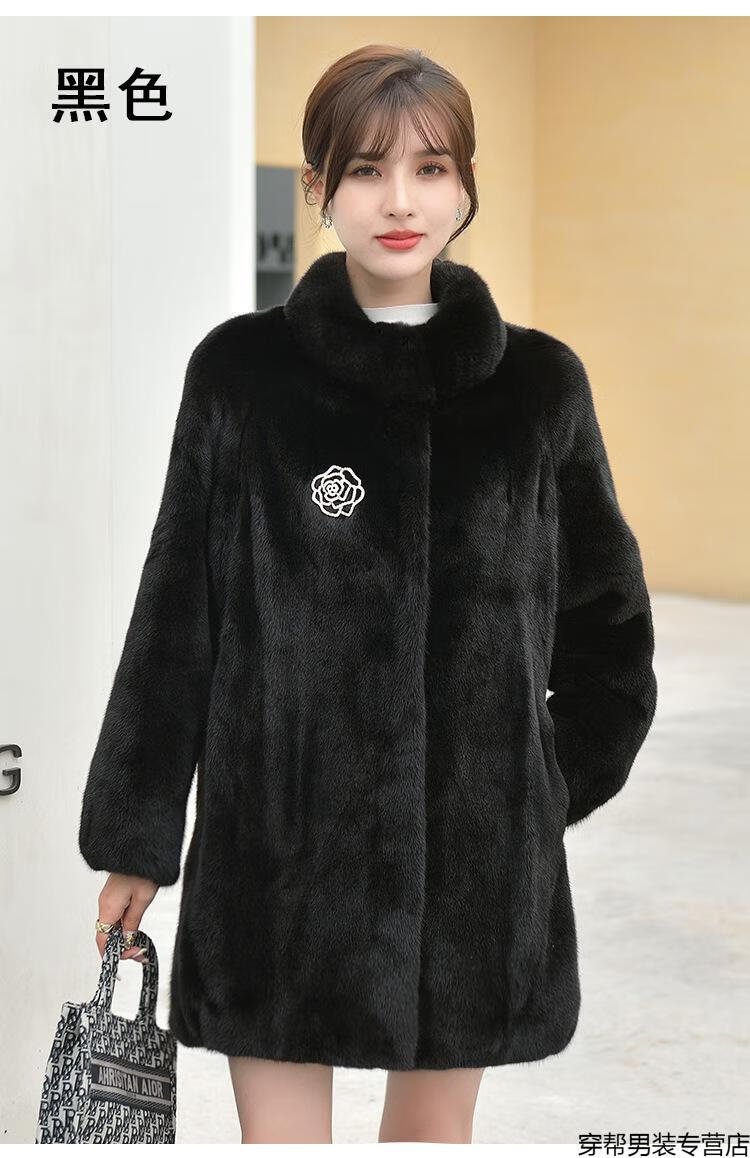 品牌2020新款水貂皮草外套女中老年貂皮大衣女整貂天然真皮中长款海宁
