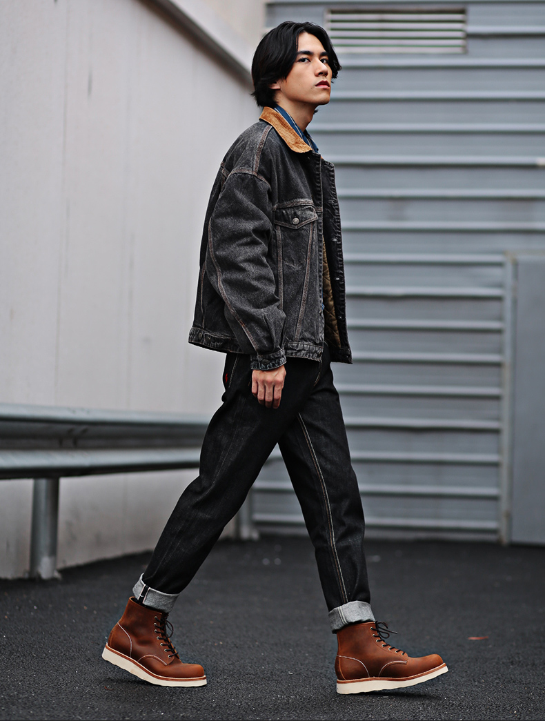 cl2020秋冬新品工装靴男鞋马丁靴疯马皮复古时尚真皮高帮靴 黑色 38