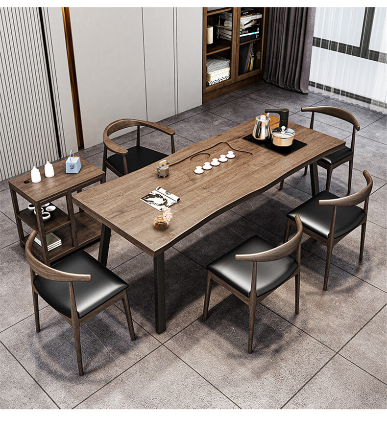 晶贺轻奢品牌新中式茶桌椅组合茶几简约家用茶台泡茶桌办公室现代实木