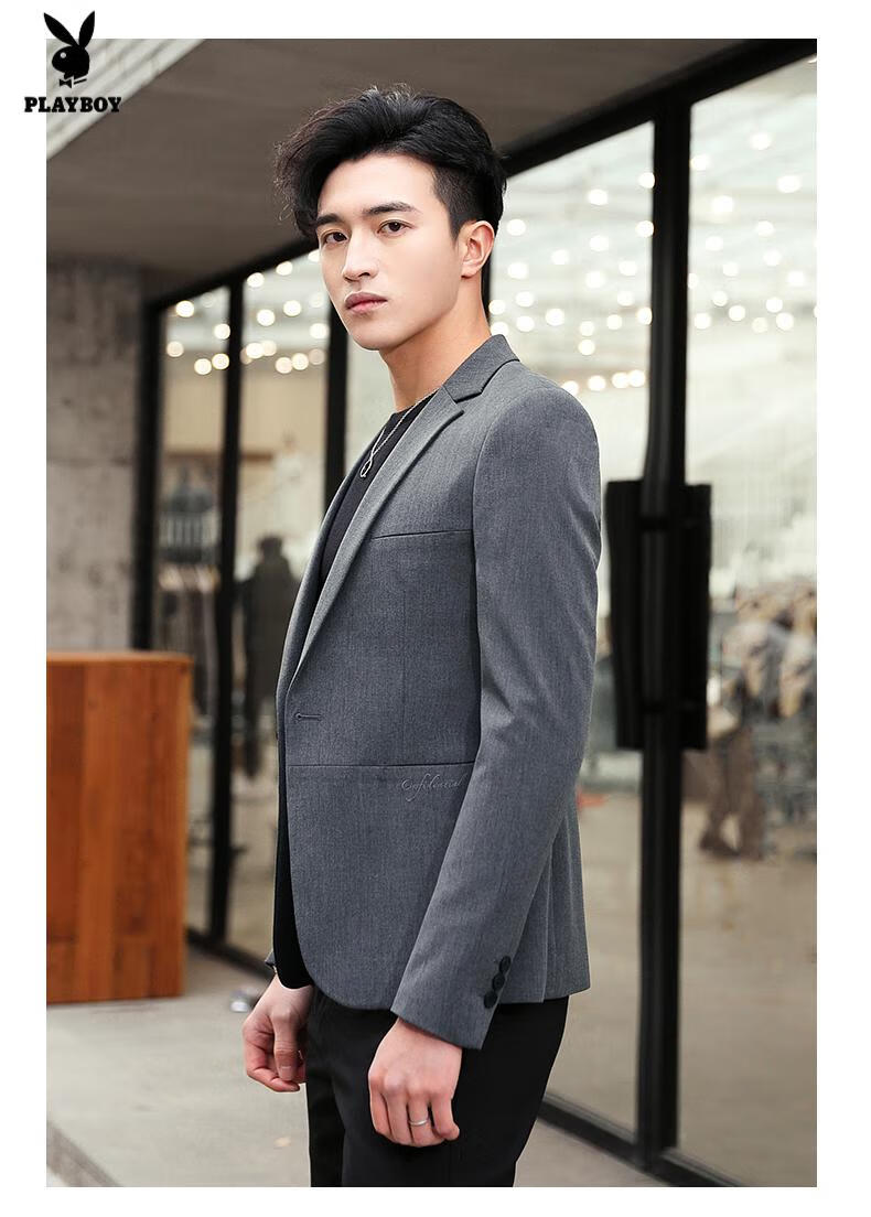 花花公子(轻奢品质)休闲西装男士修身韩版小西服一套装正装外套单件