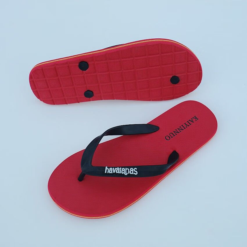 纯门夏季巴西系列海贼王全家福男女童全橡胶人字拖情侣拖鞋红643