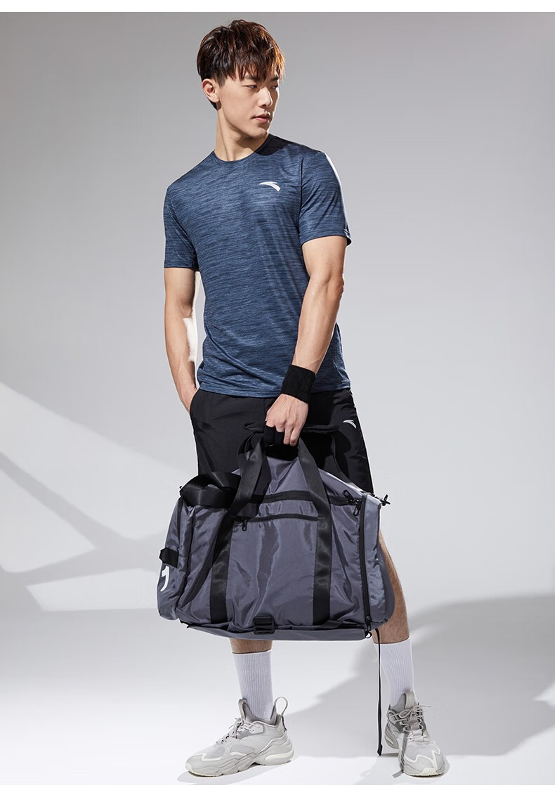 安踏运动套装男士短袖两件套t恤夏季新款健身跑步服篮球服男子梭织