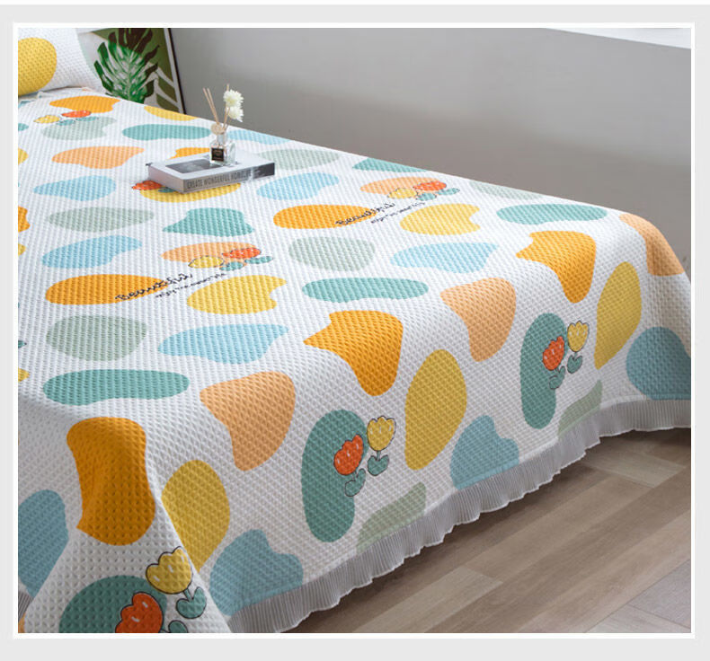 欧朵缦 防滑床单 雪花棉床盖床单单件两用双面花边床单夏季盖毯户外