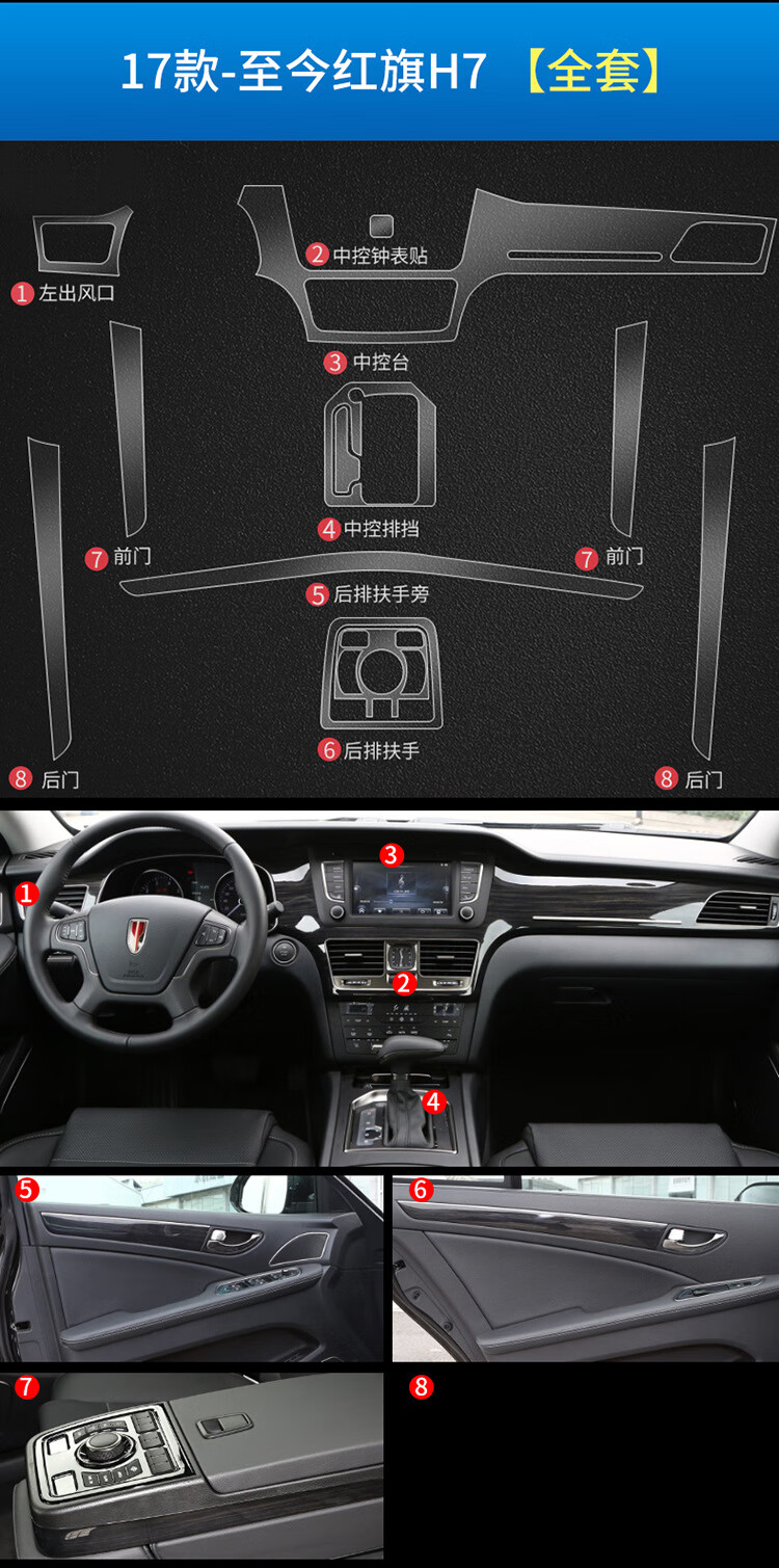 適用於紅旗h5hs5hs7h7h9內飾膜17-20款新中控屏幕改裝tpu保護貼膜 19