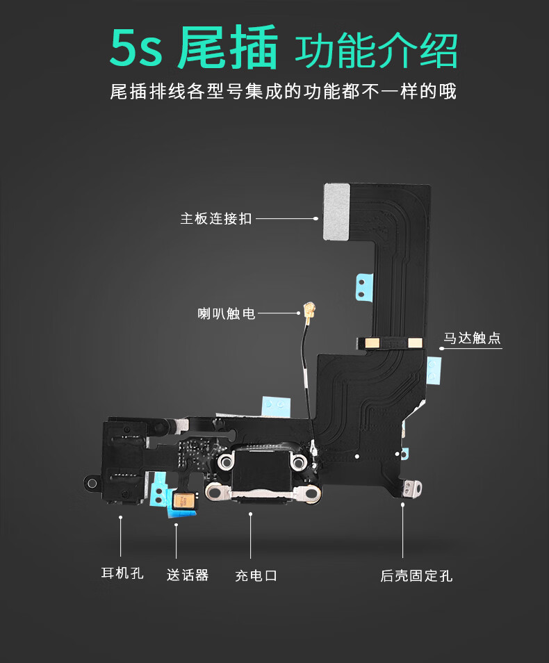 moke 苹果6s尾插i6苹果7手机充电口6p尾插排线8p苹果x送话器6sp充电7p