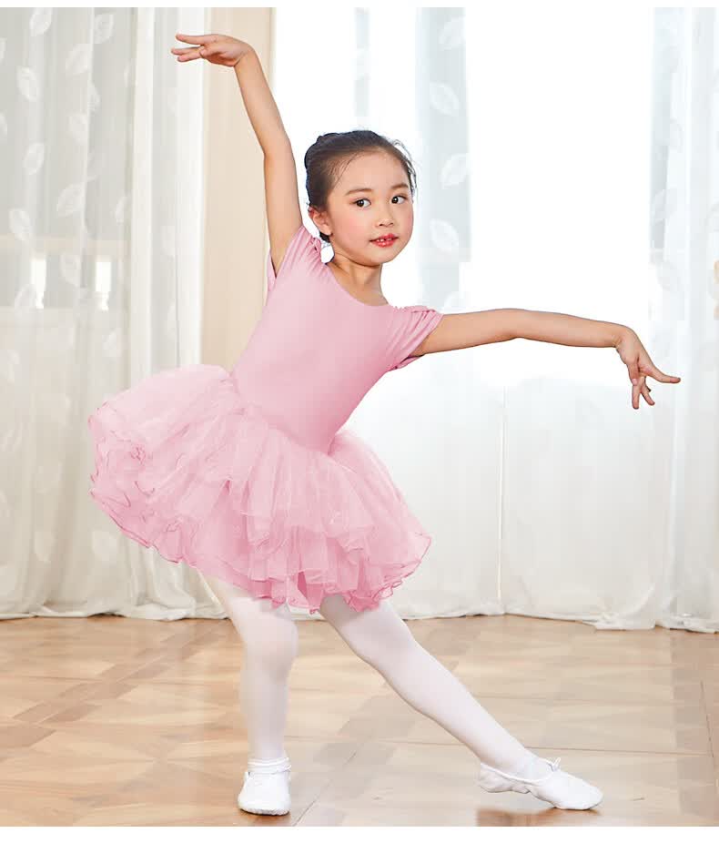 白纯儿童芭蕾舞裙子蓬蓬纱裙夏中国舞演出小天鹅白色练功服女童舞蹈服