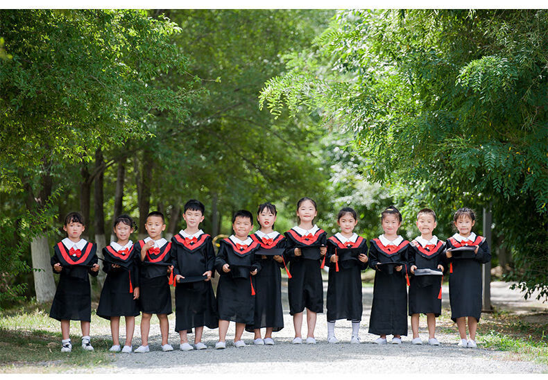 彬核博士服幼儿园小学毕业照服装学士服毕业礼服拍照衣服博士帽子红领