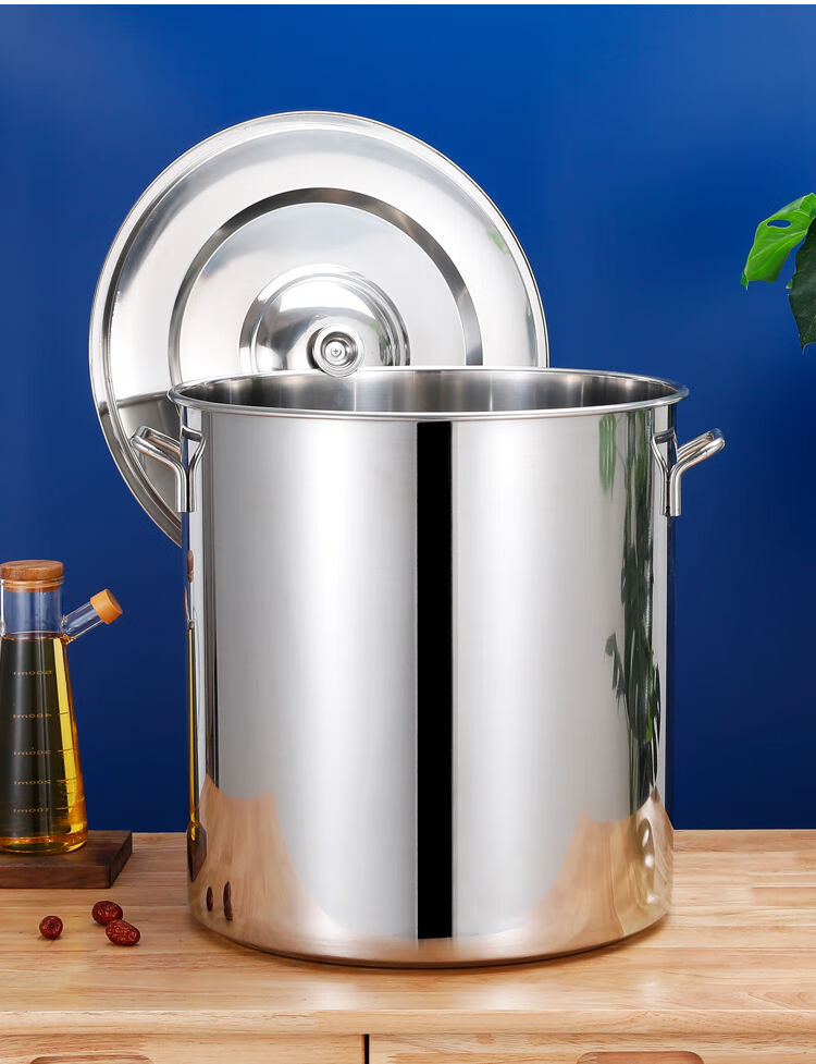 304商用不锈钢桶带盖不锈钢汤桶加厚大汤锅储水桶油桶圆桶特厚底 304