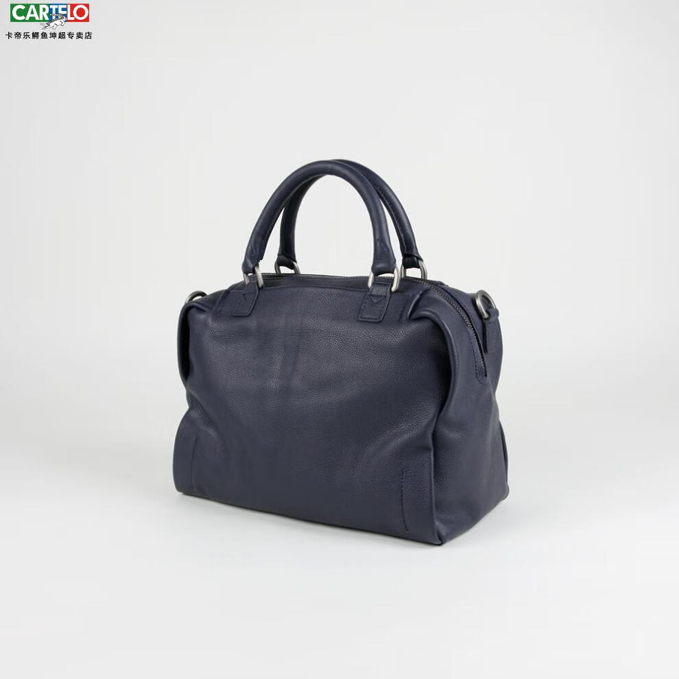 卡帝乐鳄鱼通勤头层牛皮包手提单肩斜挎真皮拉链女包新品 黑色