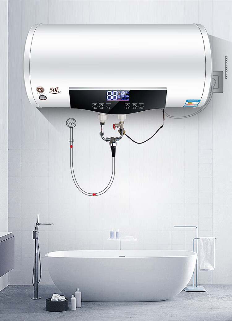 劳伦储水式电热水器家用小型速热40/50/60l80升卫生间淋浴 圆桶40升