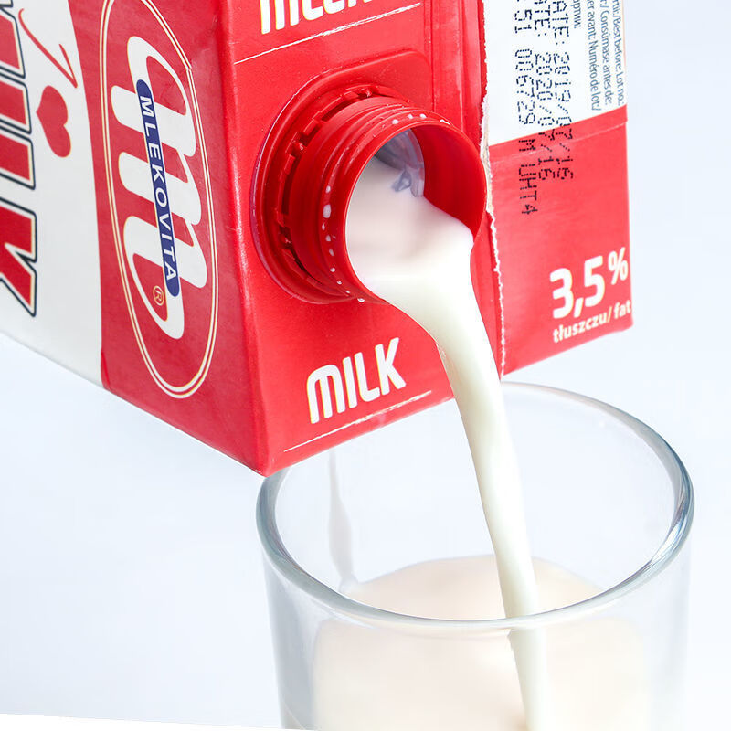 mlekovita妙亚波兰原装进口全脂纯牛奶1l4盒红色32g蛋白1l4盒红色全脂
