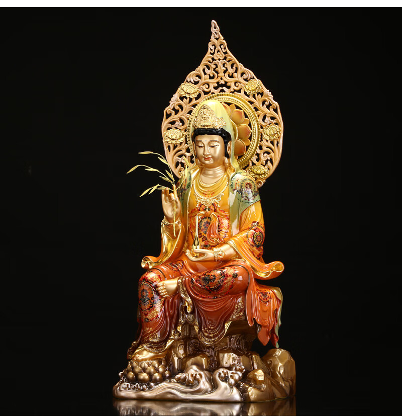 盛凡 娑婆三圣台湾纯铜观音佛像供奉家用地藏王菩萨释迦牟尼佛佛堂